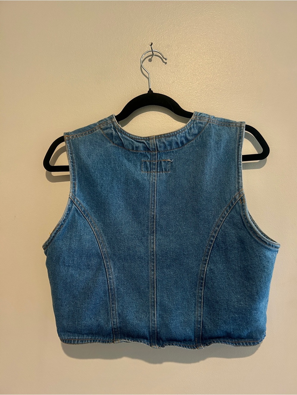 Tangibles Vintage Sunflower Cottagecore Embroidered Blue Denim Vest - Picture 3 of 5